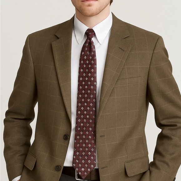 Ralph Lauren Brown Window Pane Sport Coat Blazer Jacket Men's 42 R Silk Wool - Picture 9 of 9